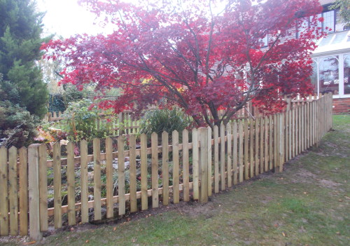 Picket fence round a pond